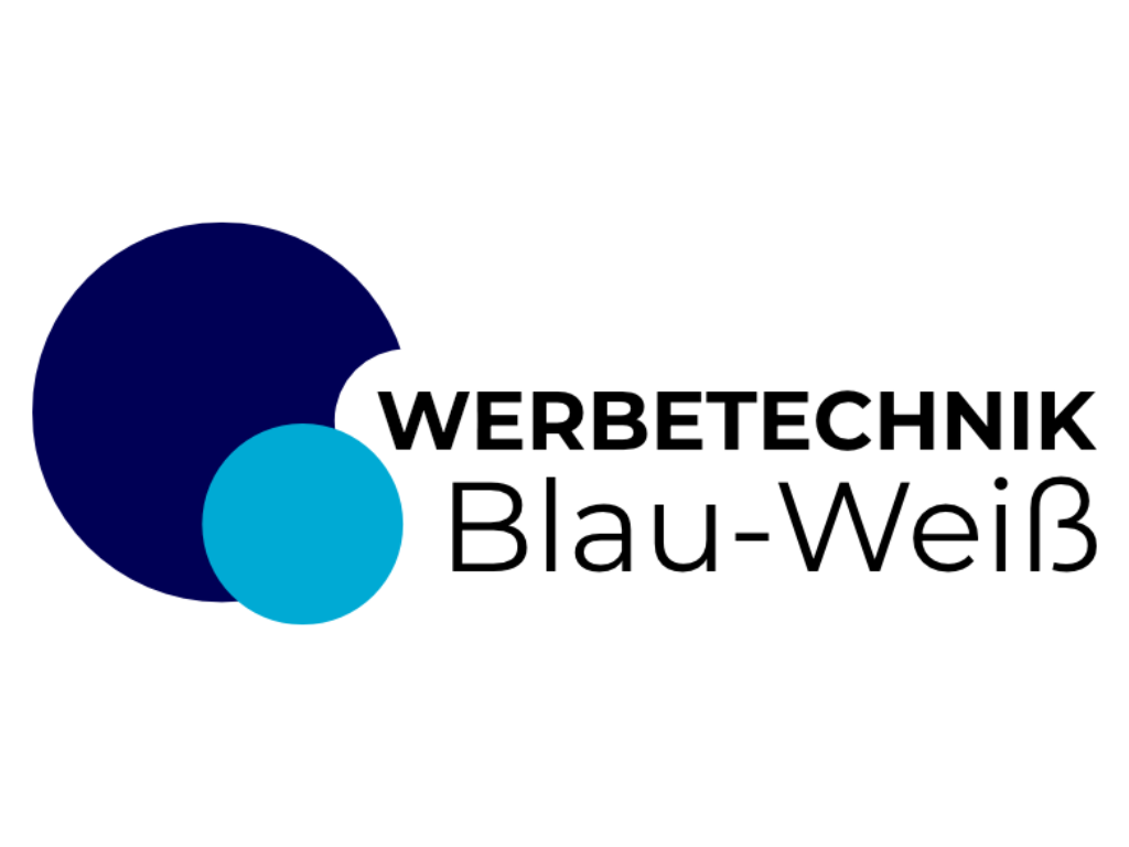 Werbetechnik Blau Weiß
